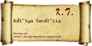 Kólya Terézia névjegykártya